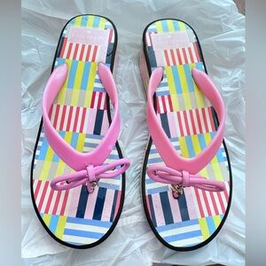 Kate Spade Multicolor Striped Sandals with Pink Straps